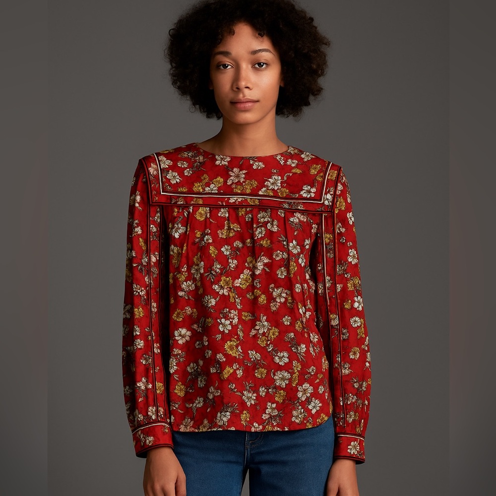 DEREK LAM IO CROSBY sailor silk blouse 6